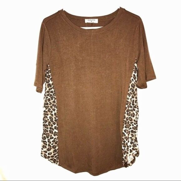 Zenana Women Medium Leopard T Shirt Pullover NWT - Picture 2 of 7